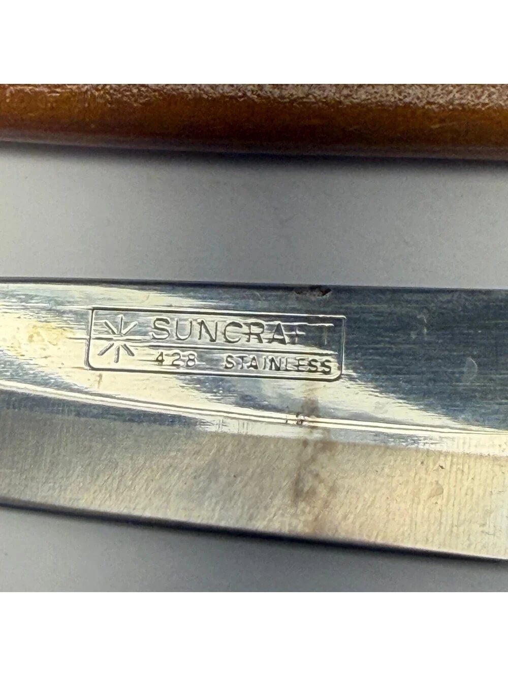 Vintage Suncraft 428‎ Stainless Steel Utility Knife with Wooden Sheath B-7